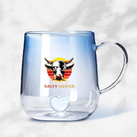 Don't Be Salty A Heifer Retro Sunset Funny Cow Gradient Glass Mugs