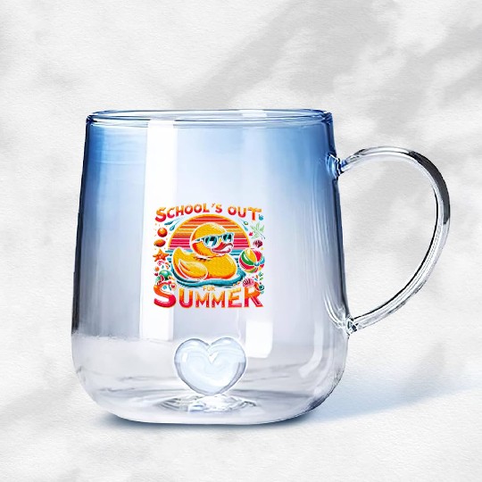 Schools Out For Summer Teacher Yellow Duck Gradient Glass Mugs