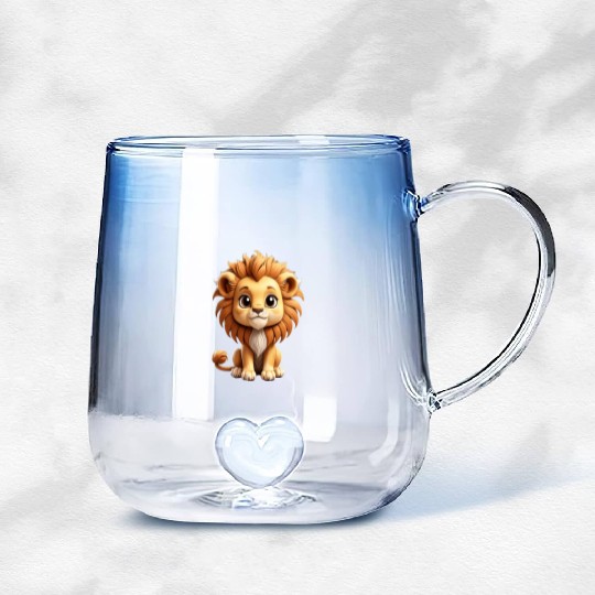 Chibi lion Gradient Glass Mugs