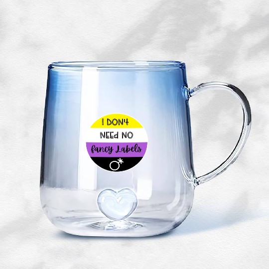 I don't need no fancy Labels - Non Binary Pride Gradient Glass Mugs
