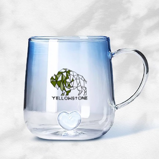 Army Green YStone Bison Design Gradient Glass Mugs