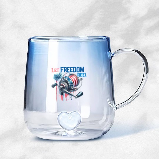 Let Freedom Reel Fishing USA Gradient Glass Mugs