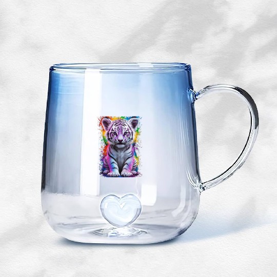 colorful tiger cub Gradient Glass Mugs