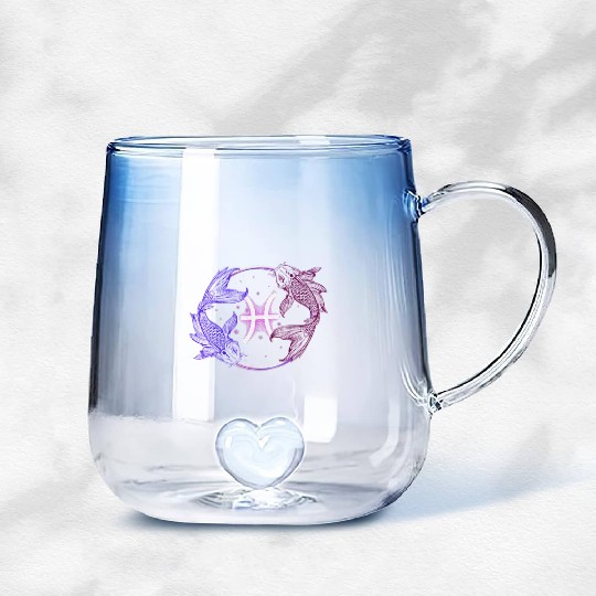 Pisces February March Birthday Horoscope Lover Gradient Glass Mugs