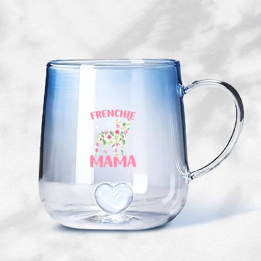 Bulldog Lover French Dog Mama Frenchie Mama Gradient Glass Mugs