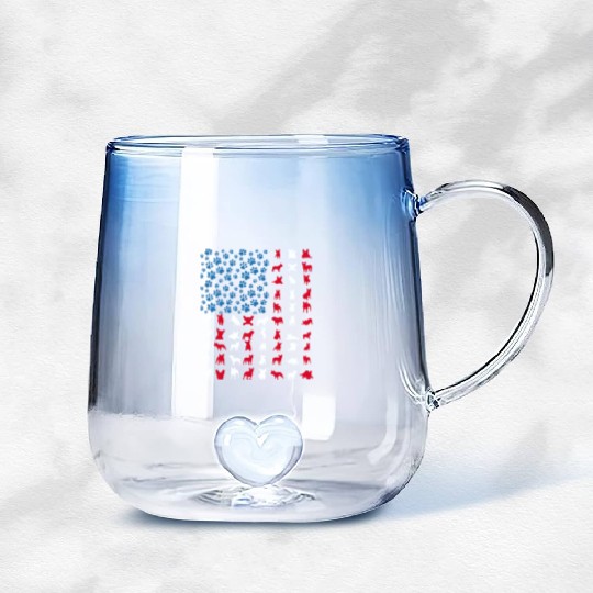French Bulldog Patriotic Frenchie 4th of July USA Gradient Glass Mugs