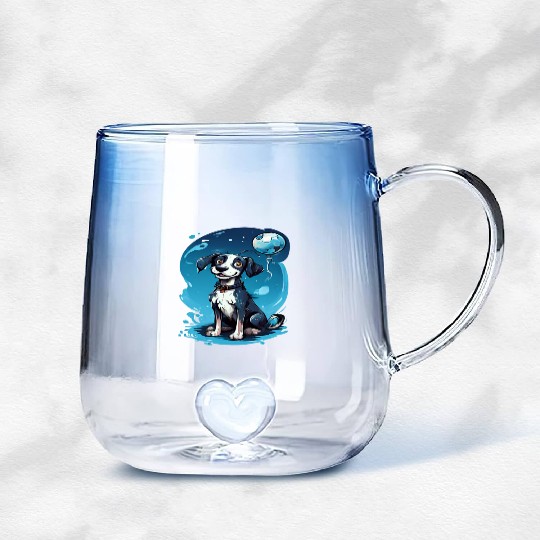 flea dog dreaming of being a scorer Gradient Glass Mugs