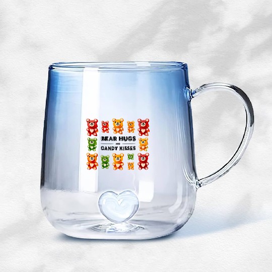 Bear Hugs and Candy Kisses Gummy Bears Gradient Glass Mugs
