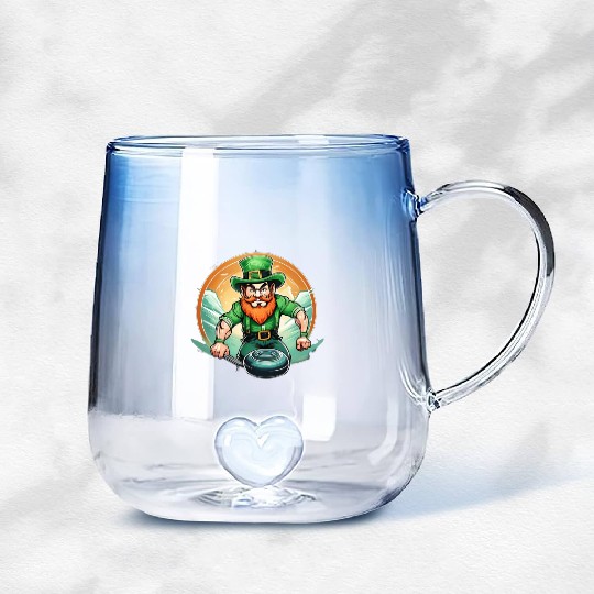 St. Patrick's Day Shamrock St Paddy's Day Curling Gradient Glass Mugs