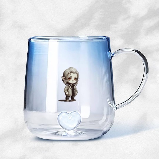 Chibi Character Illustration Gradient Glass Mugs