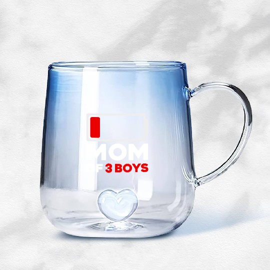 Tired Mom Of 3 Boys Low Battery Gradient Glass Mugs