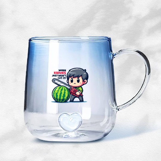 Cutting Watermelon - Melon Chainsaw Gradient Glass Mugs