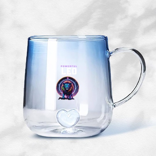 Astrology Leo a Powerful Lion Gradient Glass Mugs