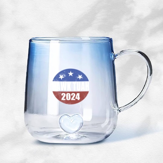 Hawk Tuah 2024 Election Button Hawk Tuahhawk tuah Gradient Glass Mugs