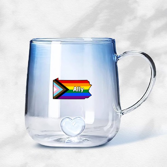 Pennsylvania Pride Ally Progress Flag Gradient Glass Mugs