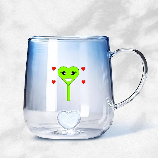 Cuttie Green Lollipop Gradient Glass Mugs