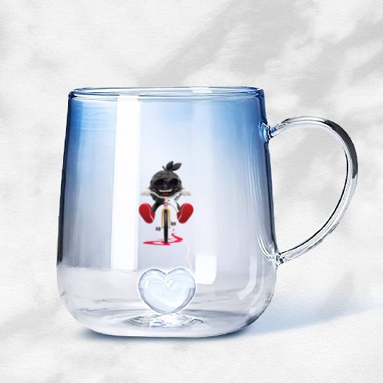Blackberry Cycling On Bike Realistic Gradient Glass Mugs