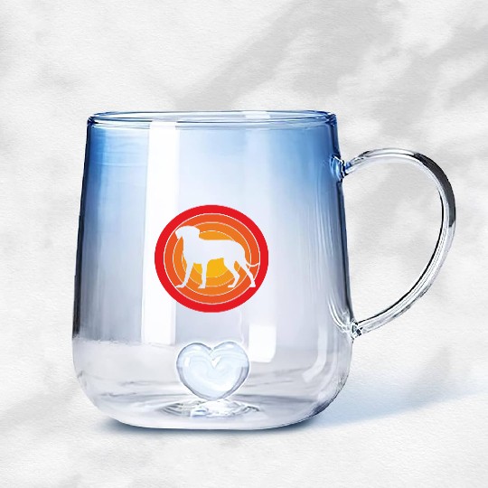Retro Sunset Weimaraner Dog Silhouette Gradient Glass Mugs