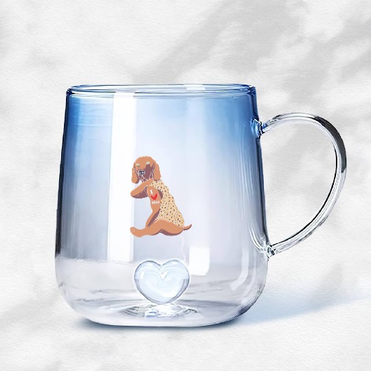 Weimaraner Mom Tattoo Dog I Love Mom Dog Gradient Glass Mugs