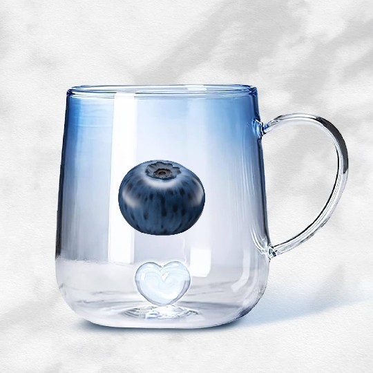 Blueberry Realistic Gradient Glass Mugs