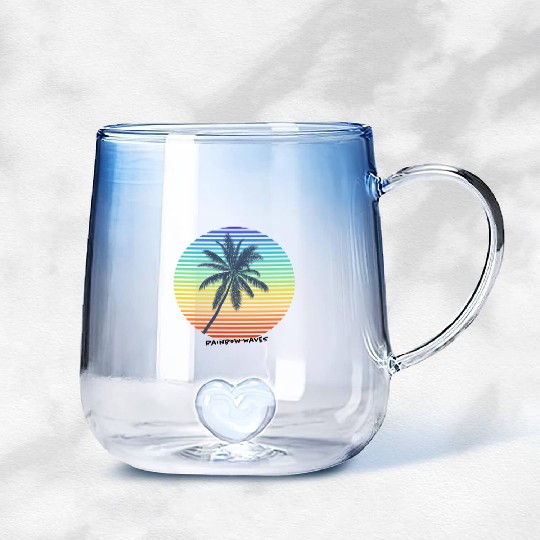 Summer Rainbow Palm Gradient Glass Mugs