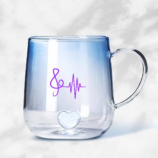 Music Clef Note Violin Treble Sound Pulse ECG Gradient Glass Mugs