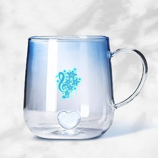 Music Clef Note Stars Graffiti Spray Flowers Sound Gradient Glass Mugs