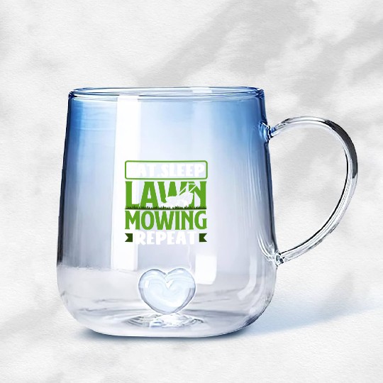 Eating Sleeping Lawn Mowing Landscaper Gardener Gradient Glass Mugs