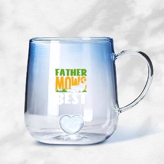 Landscaper Gardener Dad Lawn Mowing Gradient Glass Mugs