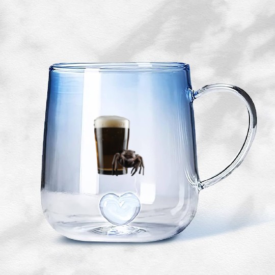 Spider Drinking Beer Realistic Gradient Glass Mugs