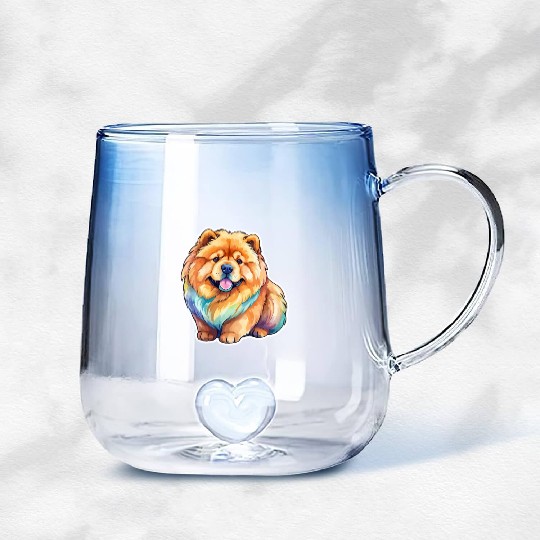 Chow Chow Watercolor Gradient Glass Mugs