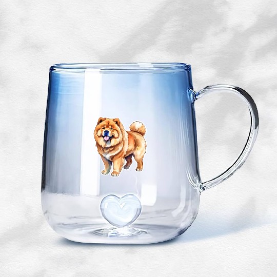 Chow Chow Watercolor Gradient Glass Mugs