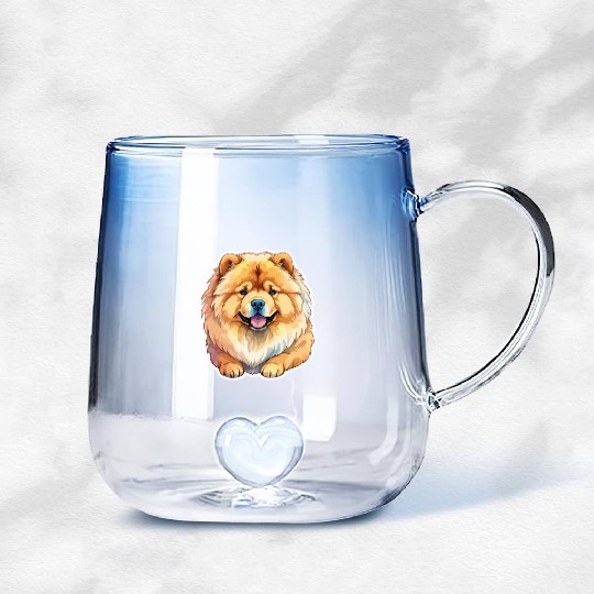 Chow Chow Watercolor Gradient Glass Mugs