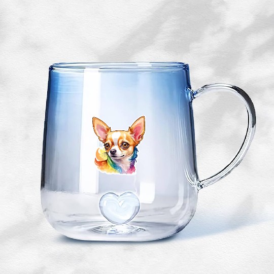 Chihuahua Watercolor Gradient Glass Mugs