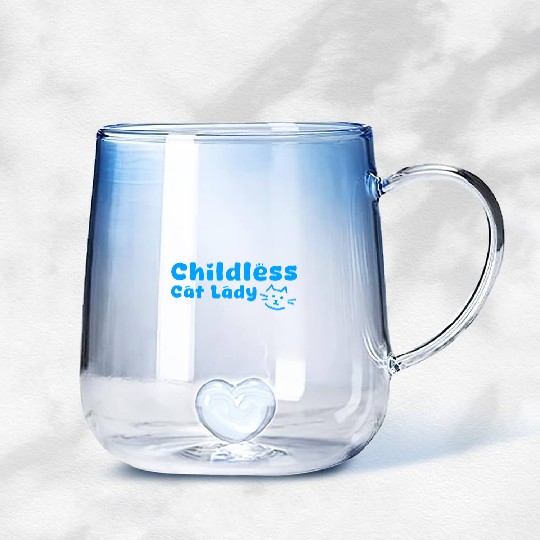 childless cat lady Gradient Glass Mugs