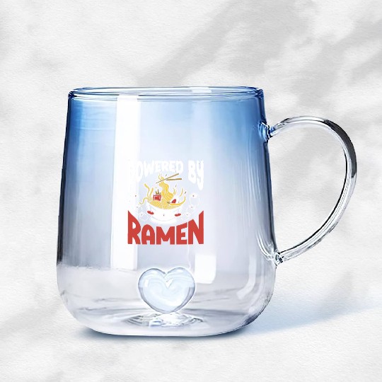 Powered By Ramen Anime Japanese Soup Cup Noodle Gradient Glass Mugs