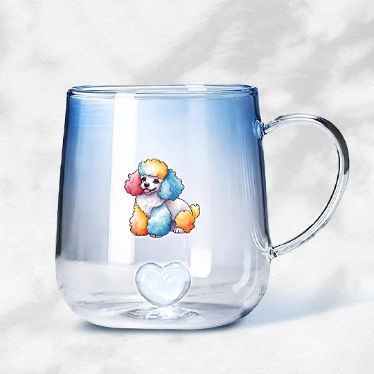 Poodle Watercolor Gradient Glass Mugs