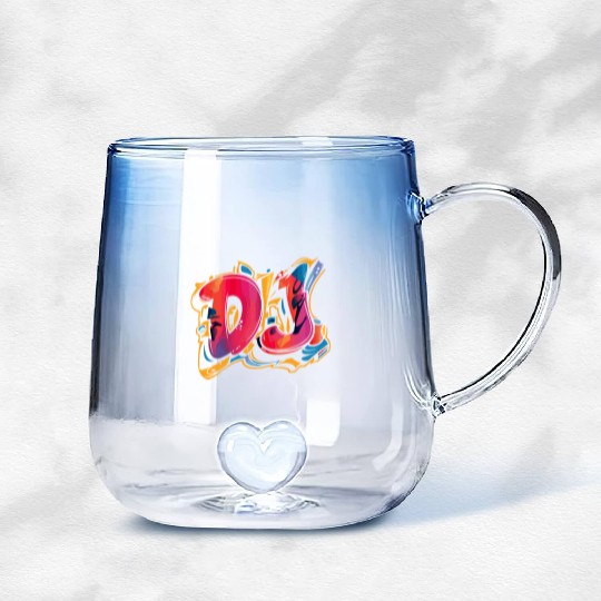 Vibrant DJ Graffiti Inspired Street Art Gradient Glass Mugs