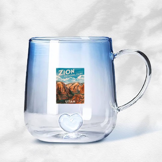 Vintage Travel Zion National Park Utah Landscape Gradient Glass Mugs