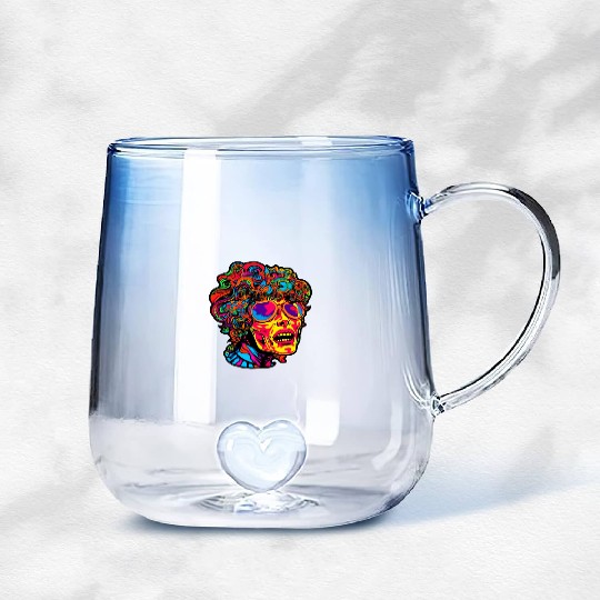 80's Psychedelic Raver - Trippy Retro Festival Gradient Glass Mugs