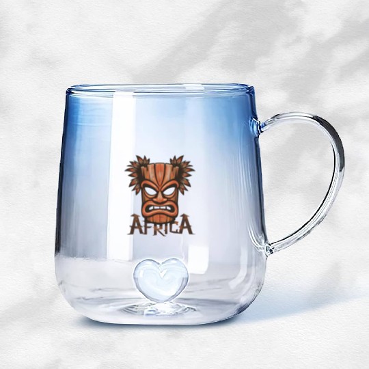 African Tribal Mask Gradient Glass Mugs