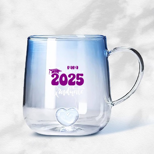 Proud Papa Graduate 2025 Senior Class of 2025 Grad Gradient Glass Mugs