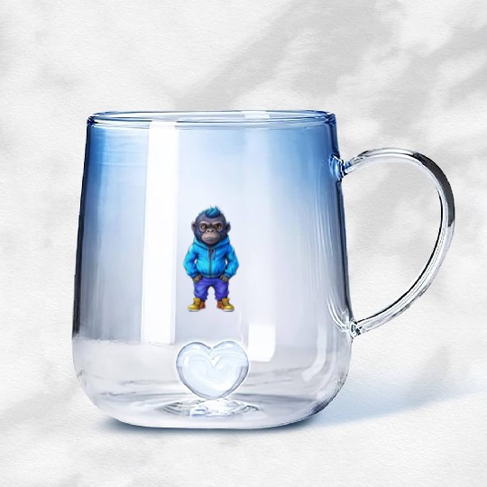 Illustration of a hip-hop chibi gorilla. Gradient Glass Mugs