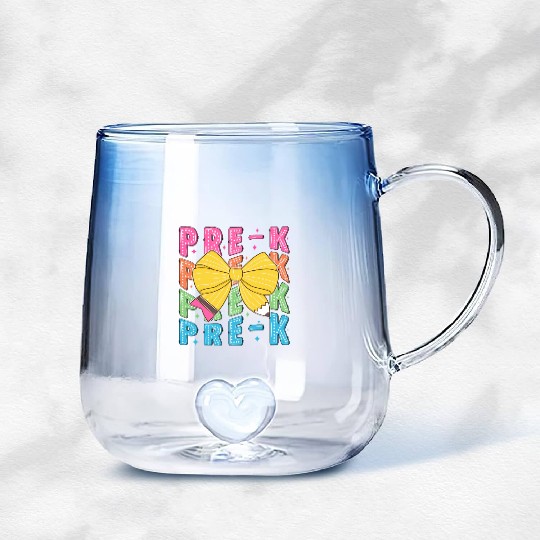 Retro Coquette Pre-K Teacher Student Funny Back To Gradient Glass Mugs