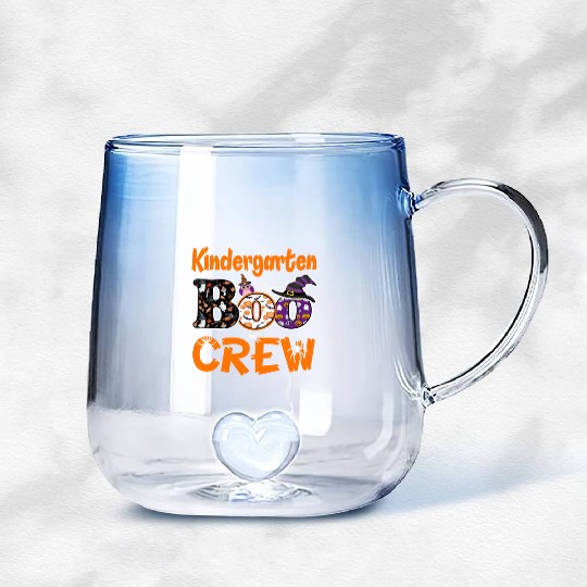 Kindergarten Boo Crew Teacher Student Halloween Gradient Glass Mugs