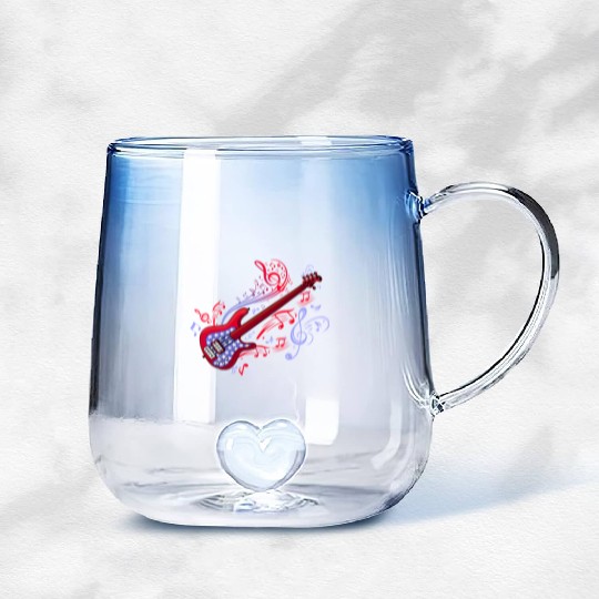 Bass Guitar Player Men Musician 4th Of July USA Gradient Glass Mugs