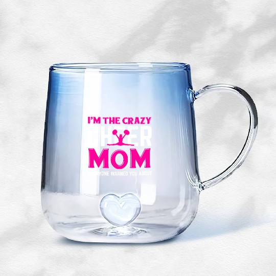 Crazy Cheer Mom Cheerleading Mommy Mother's Day Gradient Glass Mugs