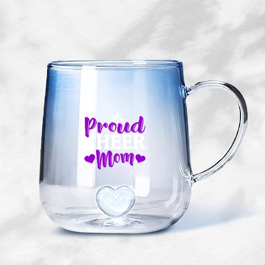 Proud Cheer Mom Cheerleading Mommy Mother's Day Gradient Glass Mugs