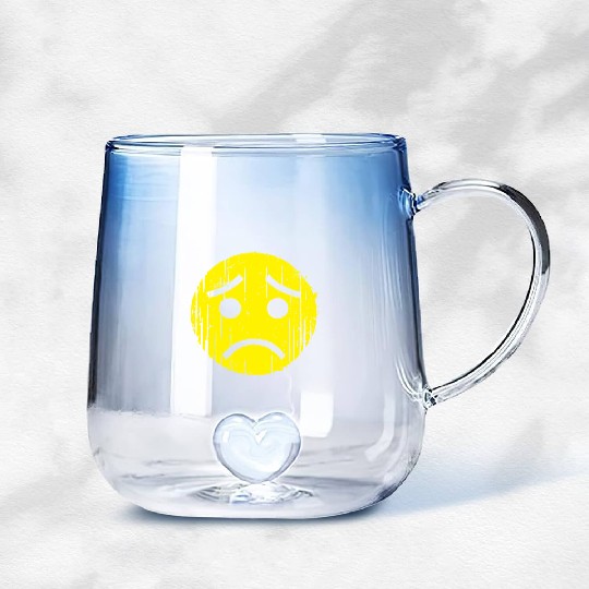 Depressed Emoticon Gradient Glass Mugs