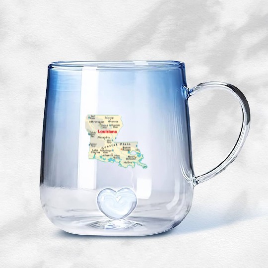 Louisiana map image of state. Gradient Glass Mugs